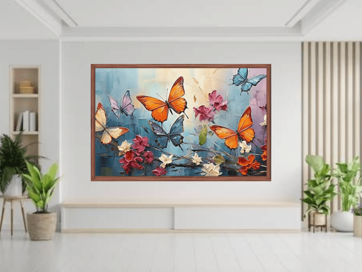 Fluttering Elegance – Colorful Butterfly Wall Art - Memories InsiteCOLOURFULL BUTTERFLY WALL FRAME-DARK BROWN / 20*20 INCH